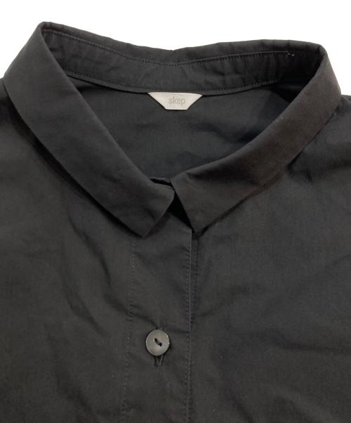 skep（スケップ）skep (スケップ) 七分袖切替ギャザーロングワンピース ブラック サイズ:記載なしの古着・服飾アイテム