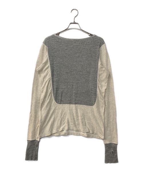 KAPITAL（キャピタル）KAPITAL (キャピタル) ニット切替カットソー グレー×アイボリー サイズ:Lの古着・服飾アイテム