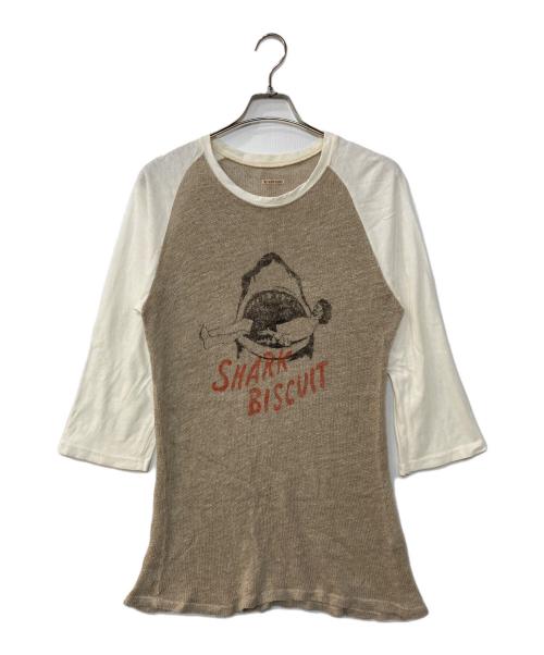 KAPITAL（キャピタル）KAPITAL (キャピタル) SHARK BISCUIT リネンカットソー ホワイト×ベージュ サイズ:2の古着・服飾アイテム