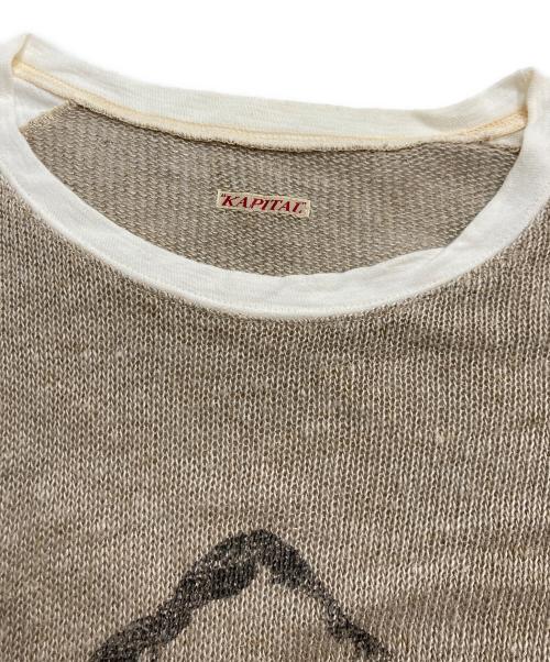KAPITAL（キャピタル）KAPITAL (キャピタル) SHARK BISCUIT リネンカットソー ホワイト×ベージュ サイズ:2の古着・服飾アイテム