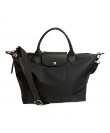 LONGCHAMP（ロンシャン）の古着「Le Pliage Neo M/ル・プリアージュ ネオ M 2WAYバッグ」｜ブラック