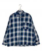 CAHLUMNカウラム）の古着「Magazine Pocket Open Collar Shirt/オンブレチェックシャツ」｜ブルー