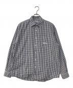 CAHLUMNカウラム）の古着「Magazine Pocket Broad Shirt / ギンガムチェックシャツ」｜ホワイト×ネイビー