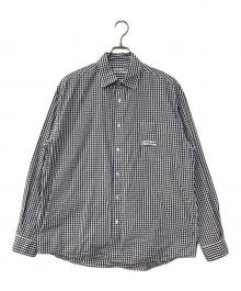 CAHLUMN（カウラム）の古着「Magazine Pocket Broad Shirt / ギンガムチェックシャツ」｜ホワイト×ネイビー