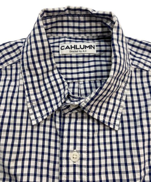 CAHLUMN（カウラム）CAHLUMN (カウラム) Magazine Pocket Broad Shirt / ギンガムチェックシャツ ホワイト×ネイビー サイズ:Mの古着・服飾アイテム