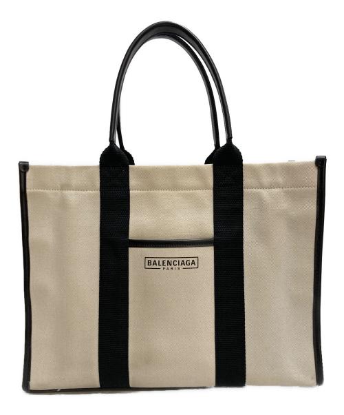 BALENCIAGA（バレンシアガ）BALENCIAGA (バレンシアガ) HARDWARE TOTE ハードウェアトートバッグ キャンバス ホワイト×ブラックの古着・服飾アイテム