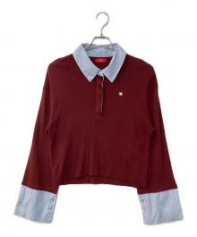 POLO BCS（ポロ・ビーシーエス）の古着「シャツカラーカフスニットプルオーバー」｜バーガンディー