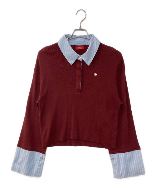 POLO BCS（ポロ・ビーシーエス）POLO BCS (ポロ・ビーシーエス) シャツカラーカフスニットプルオーバー バーガンディー サイズ:Fの古着・服飾アイテム