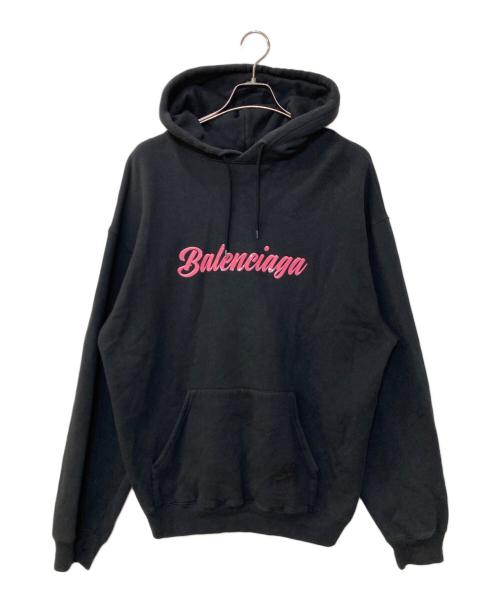 BALENCIAGA（バレンシアガ）BALENCIAGA (バレンシアガ) バービーロゴプリントプルオーバーパーカー ブラック サイズ:Lの古着・服飾アイテム