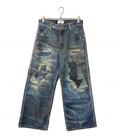 未使用 ソエルテ soerte トロンプルイユディストレストデニムパンツ M 中古・古着通販】soerte (ソエルテ) トロンプルイユディストレスト