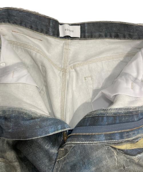 soerte（ソエルテ）soerte (ソエルテ) トロンプルイユディストレストデニムパンツ インディゴ サイズ:1の古着・服飾アイテム