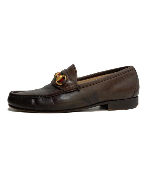 GUCCI（グッチ）GUCCI (グッチ) ビットローファー ブラウン サイズ:7 1/2Eの古着・服飾アイテム