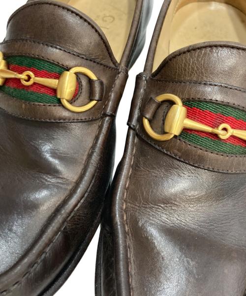 GUCCI（グッチ）GUCCI (グッチ) ビットローファー ブラウン サイズ:7 1/2Eの古着・服飾アイテム