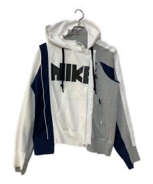 NIKE×sacai（ナイキ×サカイ）の古着「Double-Zip Hoodie 'Obsidian'」｜ホワイト×グレー