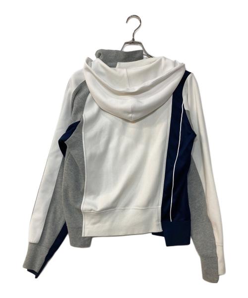 NIKE（ナイキ）NIKE (ナイキ) sacai (サカイ) Double-Zip Hoodie 'Obsidian' ホワイト×グレー サイズ:XSの古着・服飾アイテム