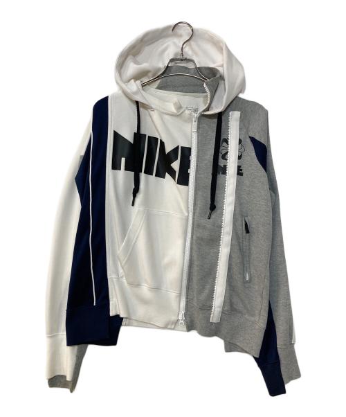 NIKE（ナイキ）NIKE (ナイキ) sacai (サカイ) Double-Zip Hoodie 'Obsidian' ホワイト×グレー サイズ:XSの古着・服飾アイテム