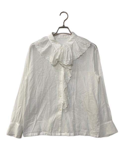 IENA（イエナ）IENA (イエナ) ドビーカットワークフリルブラウス ホワイト サイズ:記載なしの古着・服飾アイテム