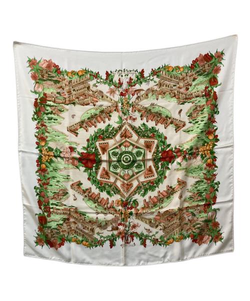 HERMES（エルメス）HERMES (エルメス) カレ90 Au Pays de Cocagne （楽園にて） アイボリーの古着・服飾アイテム