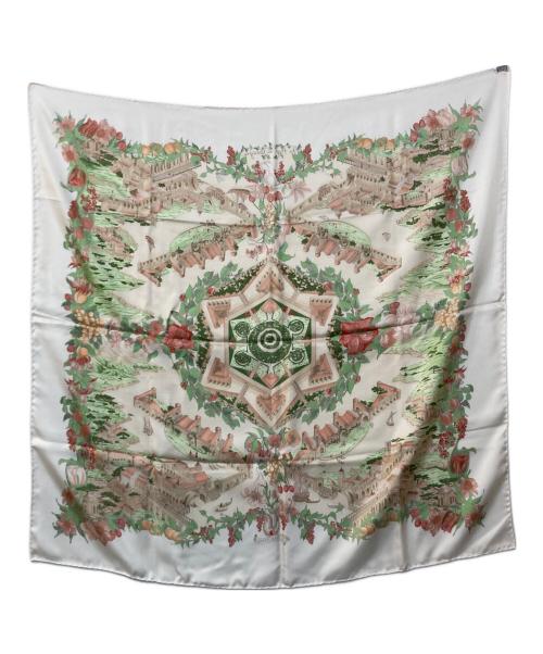 HERMES（エルメス）HERMES (エルメス) カレ90 Au Pays de Cocagne （楽園にて） アイボリーの古着・服飾アイテム