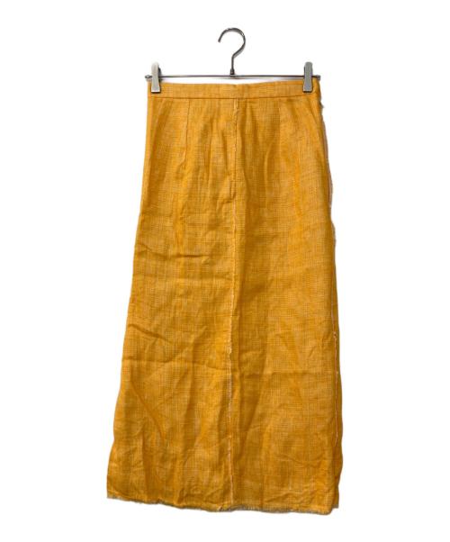 AURALEE（オーラリー）AURALEE (オーラリー) Linen Double Face Fringe Skirt リネンロングスカート イエロー サイズ:1の古着・服飾アイテム