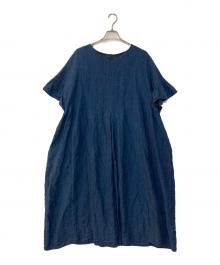 nest Robe（ネストローブ）の古着「リネンインディゴグレンチェック2WAYドレス」｜ネイビー