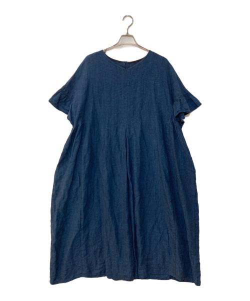 nest Robe（ネストローブ）nest Robe (ネストローブ) リネンインディゴグレンチェック2WAYドレス ネイビー サイズ:Fの古着・服飾アイテム