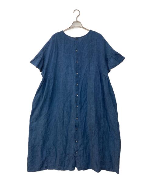nest Robe（ネストローブ）nest Robe (ネストローブ) リネンインディゴグレンチェック2WAYドレス ネイビー サイズ:Fの古着・服飾アイテム