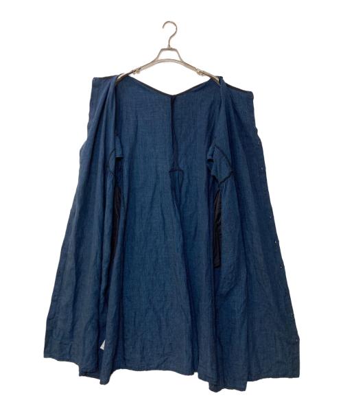 nest Robe（ネストローブ）nest Robe (ネストローブ) リネンインディゴグレンチェック2WAYドレス ネイビー サイズ:Fの古着・服飾アイテム