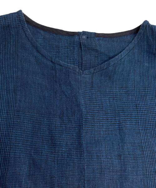 nest Robe（ネストローブ）nest Robe (ネストローブ) リネンインディゴグレンチェック2WAYドレス ネイビー サイズ:Fの古着・服飾アイテム