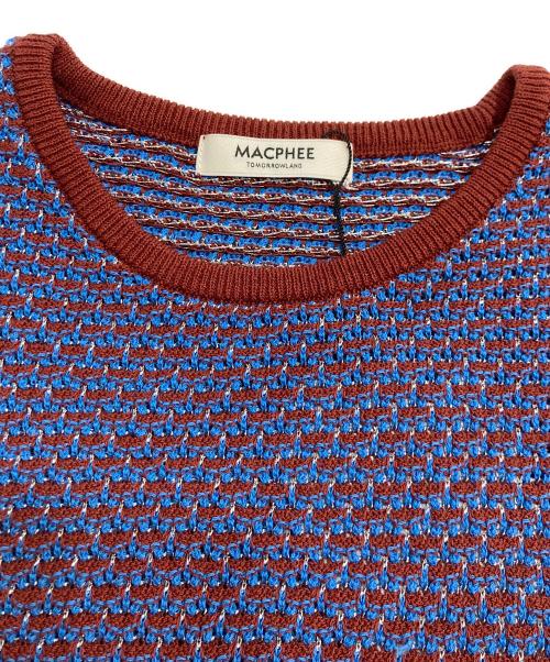 MACPHEE（マカフィー）MACPHEE (マカフィー) コットンナイロンラメボーダー クルーネックプルオーバー ブルー×レッド サイズ:S 未使用品の古着・服飾アイテム