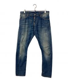 DSQUARED2（ディースクエアード）の古着「KENNY TWIST ペイント加工 デニムパンツ」｜インディゴ