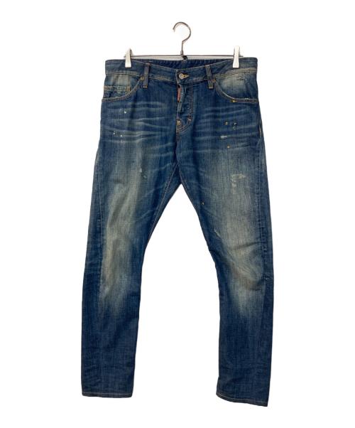 DSQUARED2（ディースクエアード）DSQUARED2 (ディースクエアード) KENNY TWIST ペイント加工 デニムパンツ インディゴ サイズ:48の古着・服飾アイテム