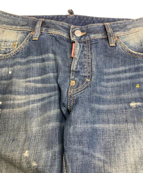 DSQUARED2（ディースクエアード）DSQUARED2 (ディースクエアード) KENNY TWIST ペイント加工 デニムパンツ インディゴ サイズ:48の古着・服飾アイテム