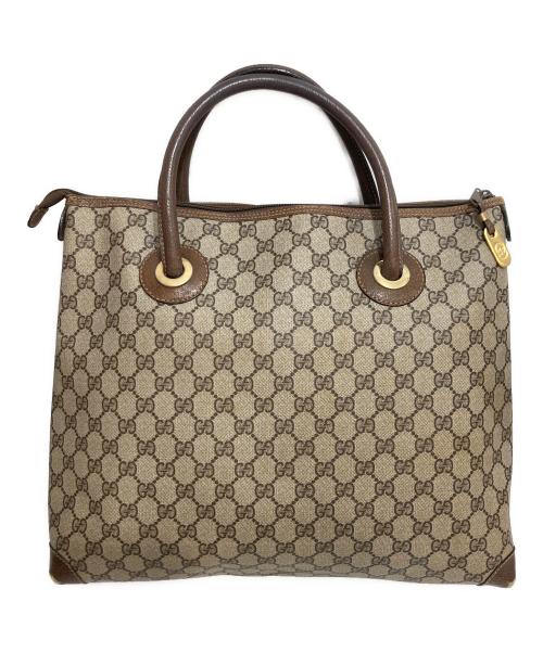 GUCCI（グッチ）GUCCI (グッチ) GGスプリームトートバッグ ブラウン×ベージュの古着・服飾アイテム
