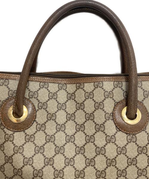 GUCCI（グッチ）GUCCI (グッチ) GGスプリームトートバッグ ブラウン×ベージュの古着・服飾アイテム