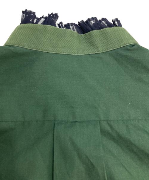sacai（サカイ）sacai (サカイ) プリーツドッキング ブザム シャツワンピース グリーン サイズ:1の古着・服飾アイテム