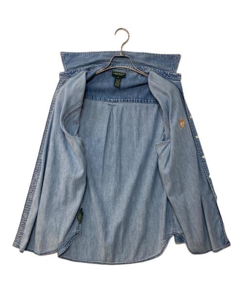 LAUREN RALPH LAUREN（ローレン ラルフ ローレン）LAUREN RALPH LAUREN (ローレン ラルフ ローレン) エンブレムデニムシャツ インディゴ サイズ:1X(レディースサイズ)の古着・服飾アイテム