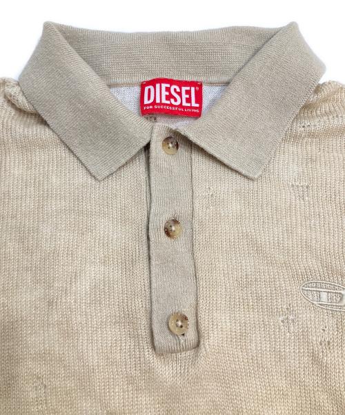 DIESEL（ディーゼル）DIESEL (ディーゼル) K-Danny ダメージ ショートスリーブ ポロシャツ ベージュ サイズ:XSの古着・服飾アイテム