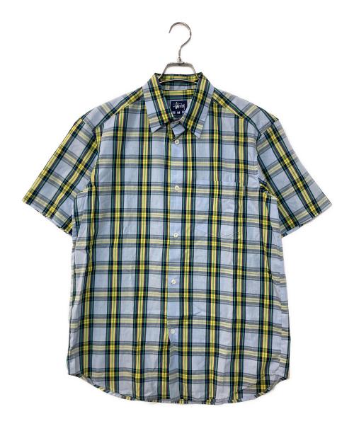 stussy（ステューシー）stussy (ステューシー) 90’sチェックシャツ ブルー×イエロー サイズ:Mの古着・服飾アイテム