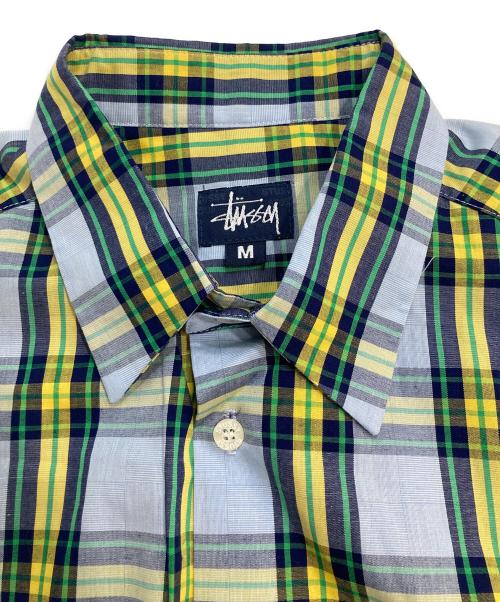 stussy（ステューシー）stussy (ステューシー) 90’sチェックシャツ ブルー×イエロー サイズ:Mの古着・服飾アイテム