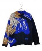 DSQUARED2ディースクエアード）の古着「Earth View Pullover/モヘヤ混ニット」｜ブラック×ブルー
