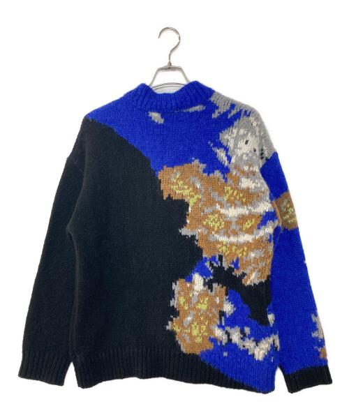 DSQUARED2（ディースクエアード）DSQUARED2 (ディースクエアード) Earth View Pullover/モヘヤ混ニット ブラック×ブルー サイズ:Sの古着・服飾アイテム