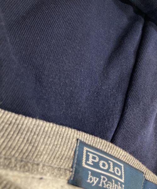 POLO RALPH LAUREN（ポロ・ラルフローレン）POLO RALPH LAUREN (ポロ・ラルフローレン) プルオーバープリントフーディー ネイビー×グレー サイズ:XSの古着・服飾アイテム