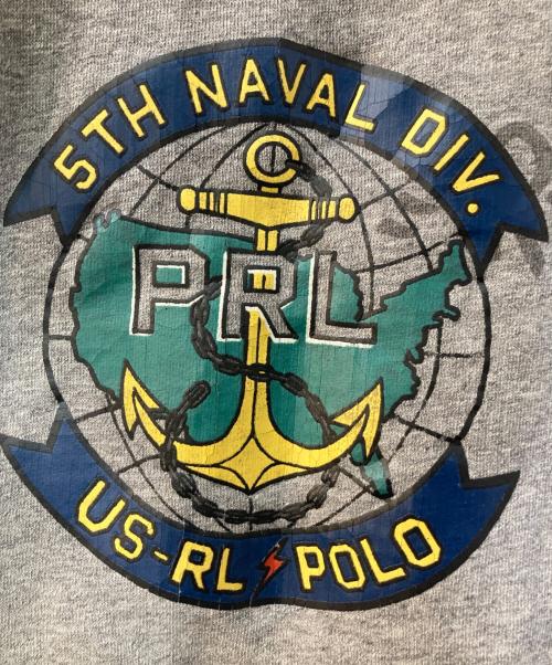POLO RALPH LAUREN（ポロ・ラルフローレン）POLO RALPH LAUREN (ポロ・ラルフローレン) プルオーバープリントフーディー ネイビー×グレー サイズ:XSの古着・服飾アイテム