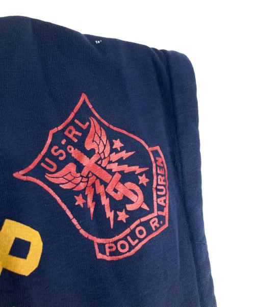POLO RALPH LAUREN（ポロ・ラルフローレン）POLO RALPH LAUREN (ポロ・ラルフローレン) プルオーバープリントフーディー ネイビー×グレー サイズ:XSの古着・服飾アイテム