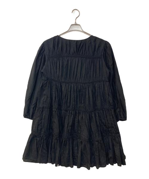 merlette（マーレット）merlette (マーレット) コットン シルク ティアードワンピース ブラック サイズ:記載なしの古着・服飾アイテム