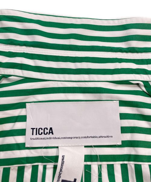 ticca（ティッカ）ticca (ティッカ) MMN (エムエムエヌ) スクエアビッグ半袖シャツ グリーン×ホワイト サイズ:Fの古着・服飾アイテム