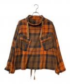 KAPTAIN SUNSHINEキャプテンサンシャイン）の古着「ノーカラープルオーバースモック」｜オレンジ