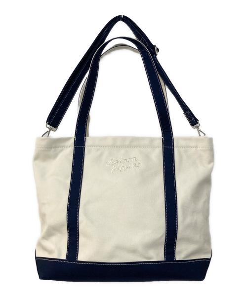 maison kitsune（メゾンキツネ）maison kitsune (メゾンキツネ) ハンドライティング ラージ トート ネイビーの古着・服飾アイテム