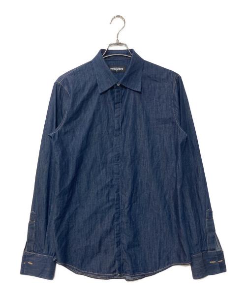 DSQUARED2（ディースクエアード）DSQUARED2 (ディースクエアード) 比翼デニムシャツ インディゴ サイズ:54の古着・服飾アイテム
